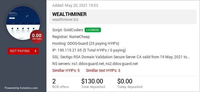 HYIPLogs.com widget for wealthminer.biz