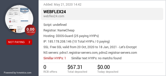 HYIPLogs.com widget for webflex24.com