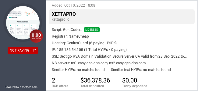Onic.top info about xettapro.io