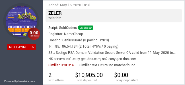 HYIPLogs.com widget for zeler.biz