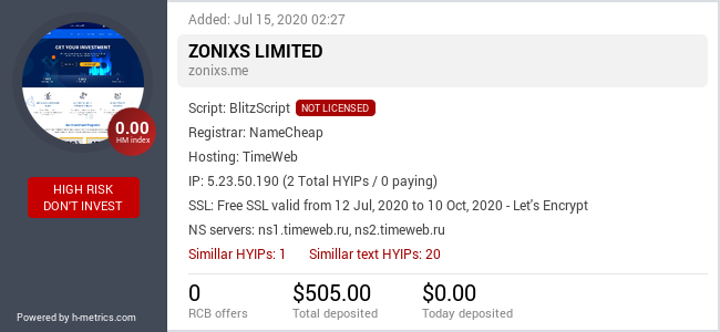 Onic.top info about zonixs.me